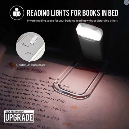 New USB Rechargeable Book Reading Light Brightness Adjustable LED Clip on Book